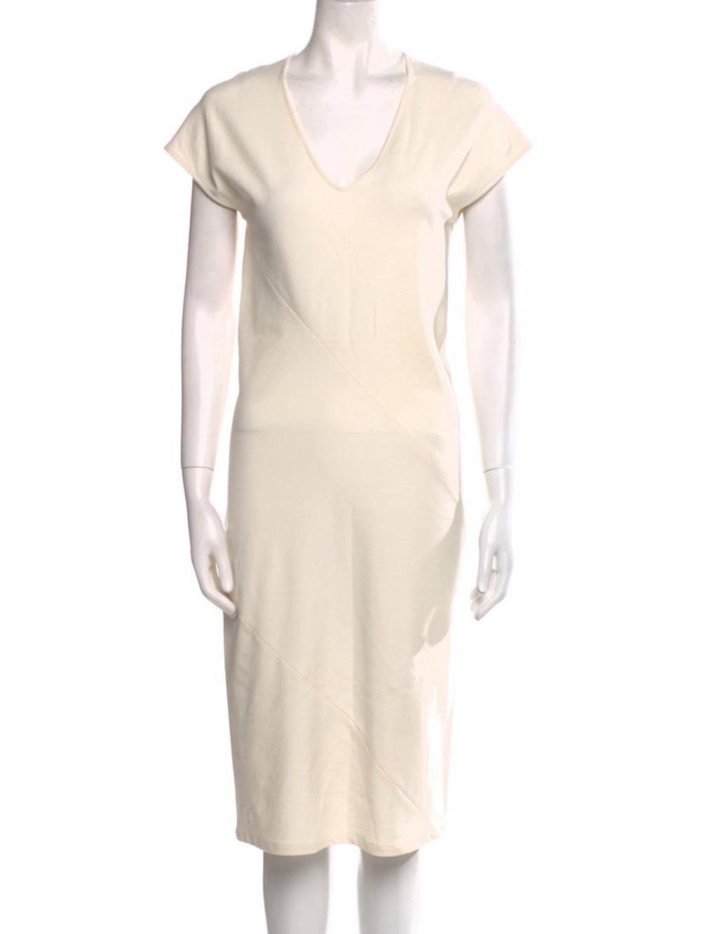 The Row Cream V‑Neck Midi Dress